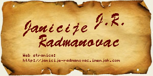 Janićije Radmanovac vizit kartica